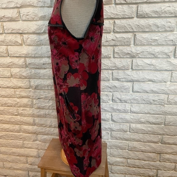 YOANA Baraschi Dress Floral Knot Faux Leather Sleeveless colorbock Sz M - Picture 6 of 9